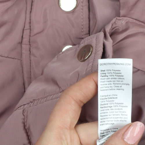 Dorothy Perkins Women Pink UK 12 Hooded Quilted Puffer Jacket