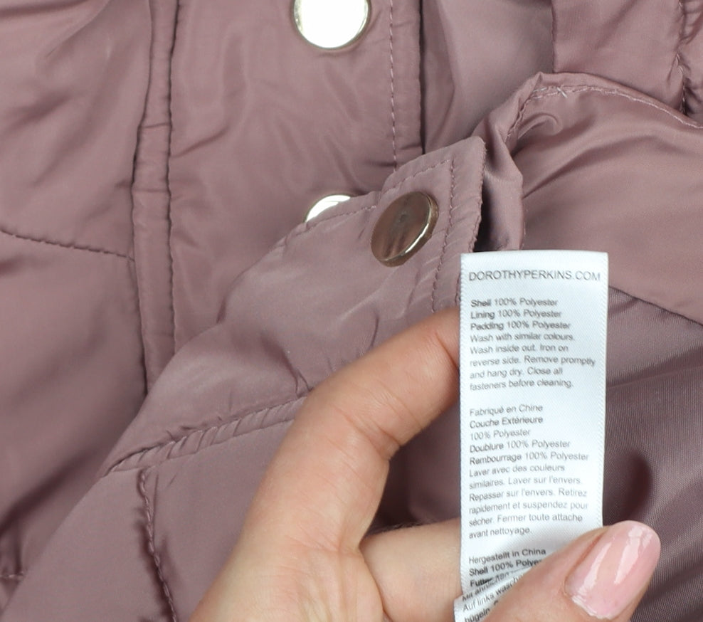 Dorothy Perkins Women Pink UK 12 Hooded Quilted Puffer Jacket