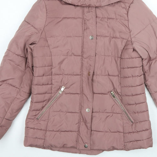 Dorothy Perkins Women Pink UK 12 Hooded Quilted Puffer Jacket