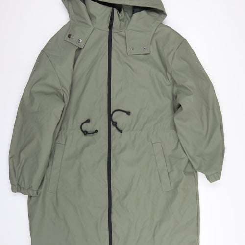 Tu Woman Green Size 16 Hooded Long Parka Coat Full Zip