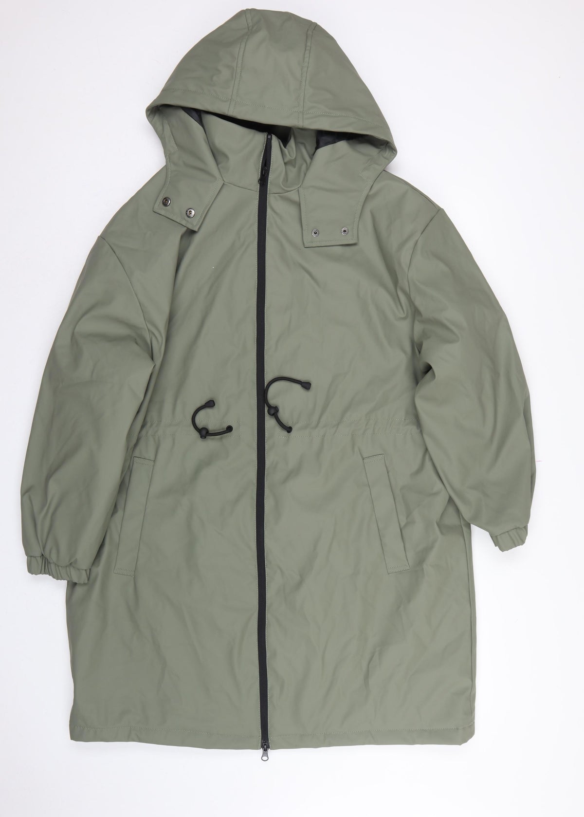 Tu Woman Green Size 16 Hooded Long Parka Coat Full Zip