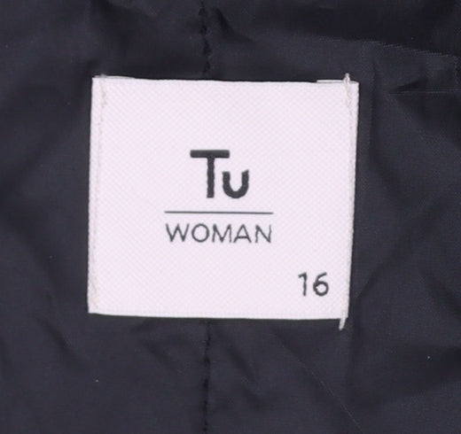 Tu Woman Green Size 16 Hooded Long Parka Coat Full Zip