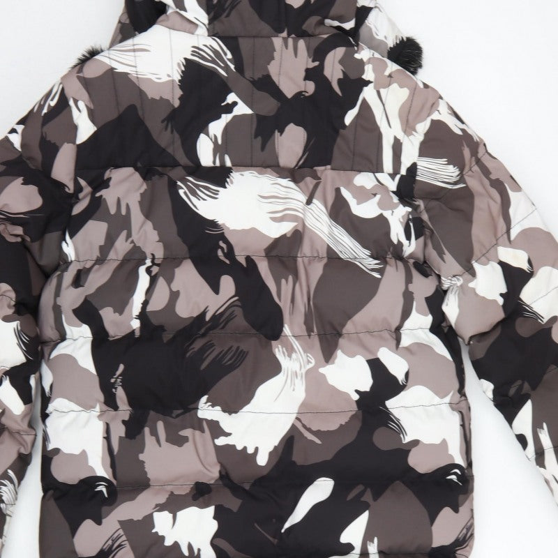KWD Men's Multicoloured S Camo Puffer Jacket Hood Faux Fur Trim