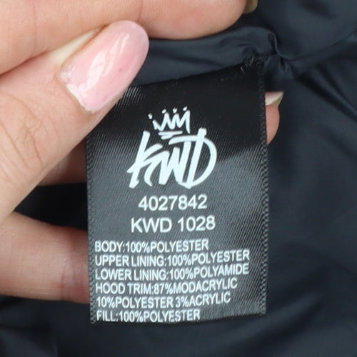KWD Men's Multicoloured S Camo Puffer Jacket Hood Faux Fur Trim
