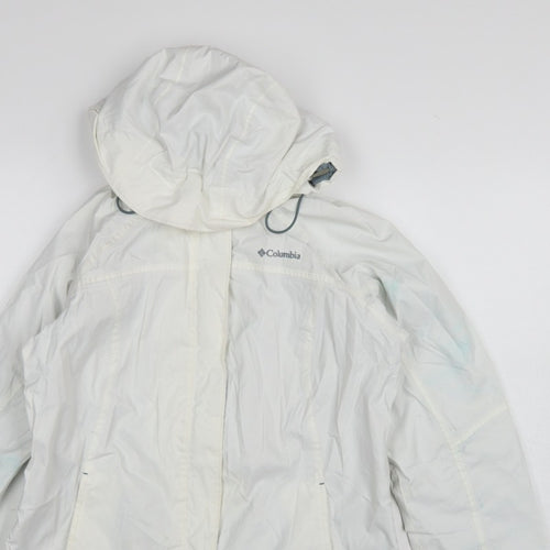 Columbia Women’s White Small Ski Jacket Hooded Waterproof Nylon