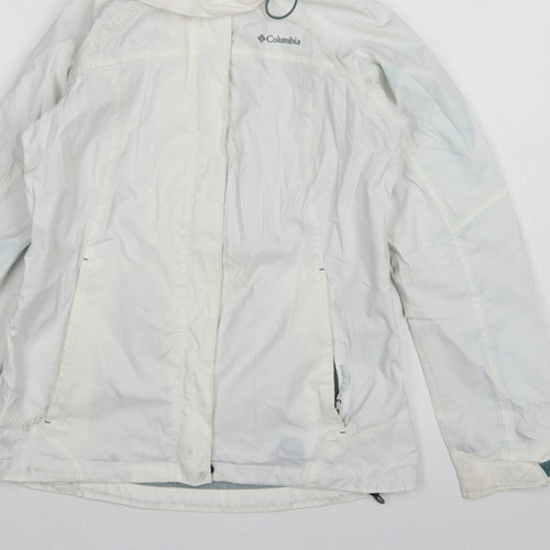 Columbia Women’s White Small Ski Jacket Hooded Waterproof Nylon