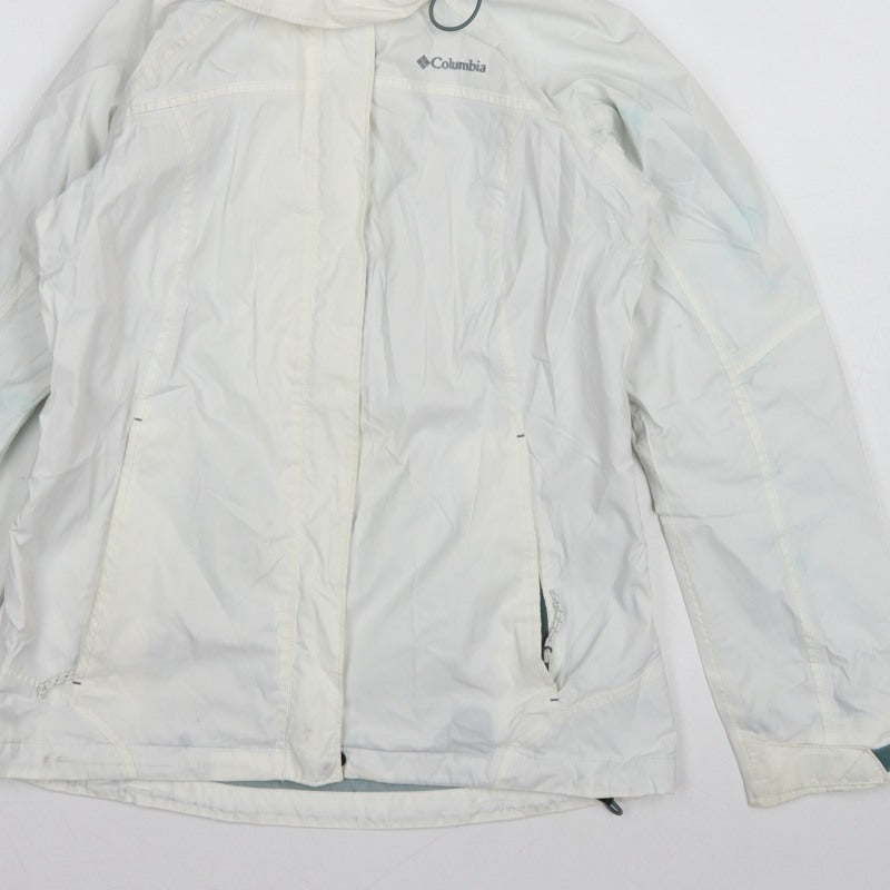 Columbia Women’s White Small Ski Jacket Hooded Waterproof Nylon