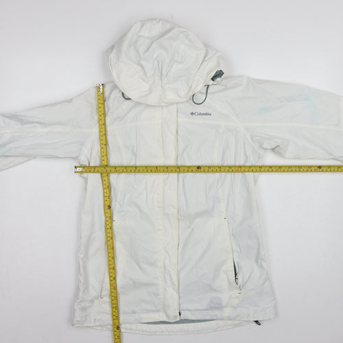 Columbia Women’s White Small Ski Jacket Hooded Waterproof Nylon