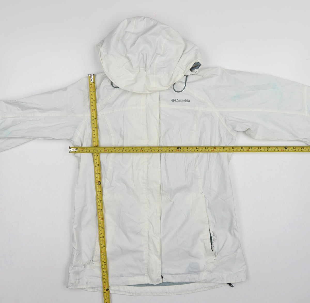 Columbia Women’s White Small Ski Jacket Hooded Waterproof Nylon