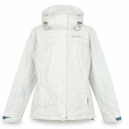 Columbia Women’s White Small Ski Jacket Hooded Waterproof Nylon