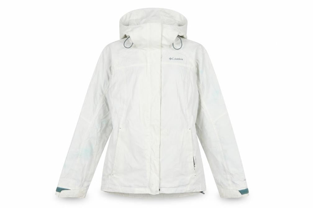 Columbia Women’s White Small Ski Jacket Hooded Waterproof Nylon