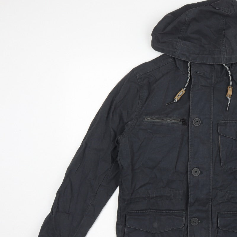 O'Neill Men's Black S Adventure Hooded Military Jacket Cotton Hyperdry