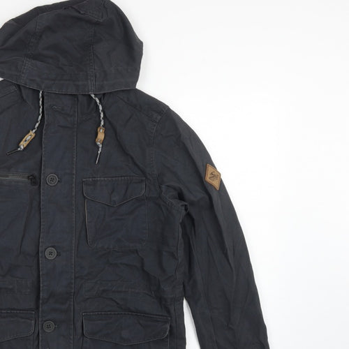O'Neill Men's Black S Adventure Hooded Military Jacket Cotton Hyperdry