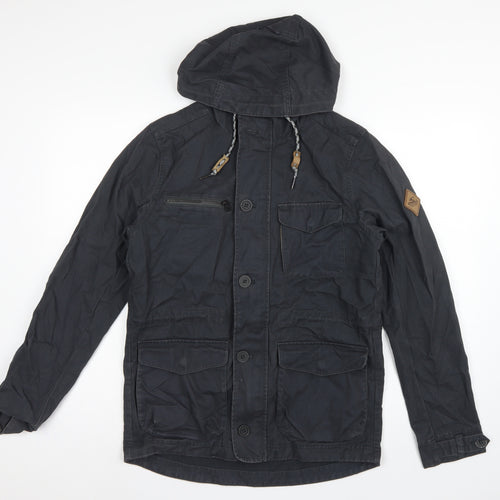 O'Neill Men's Black S Adventure Hooded Military Jacket Cotton Hyperdry