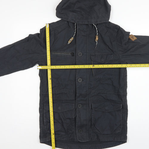 O'Neill Men's Black S Adventure Hooded Military Jacket Cotton Hyperdry