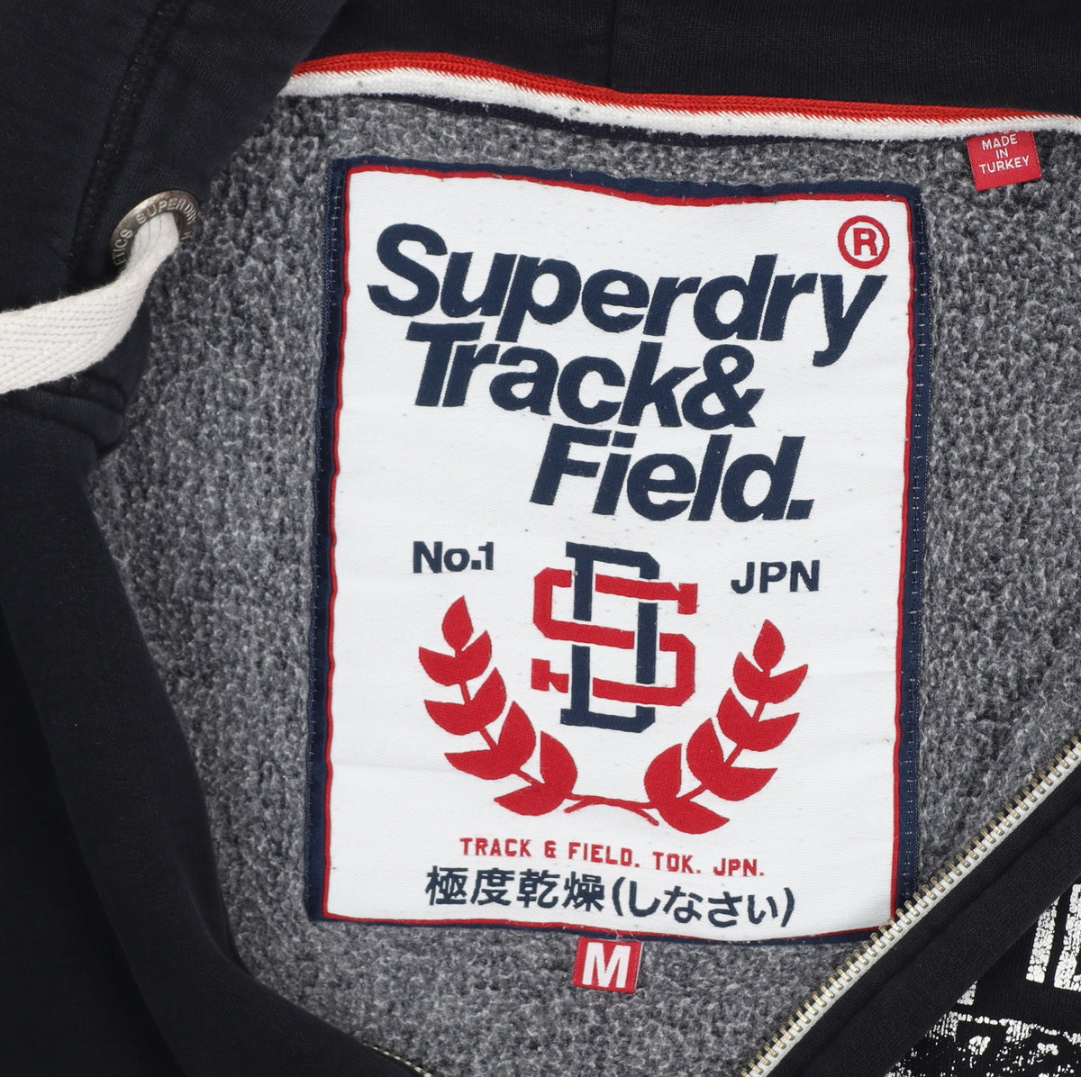 Superdry Men’s Black M Full Zip Track & Field Graphic Hoodie