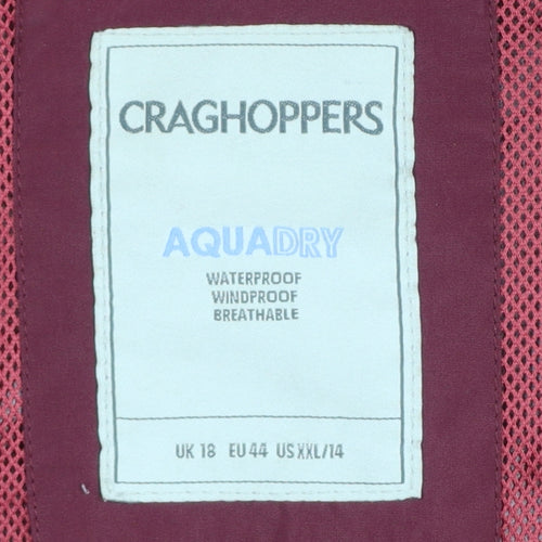 Craghoppers Women Burgundy UK 18 Aquadry Waterproof Hooded Rain Jacket