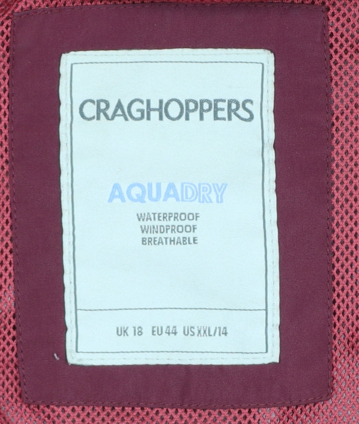 Craghoppers Women Burgundy UK 18 Aquadry Waterproof Hooded Rain Jacket