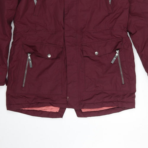 DLX Men’s Burgundy L Waterproof Hooded Parka Faux Fur Trim Coat