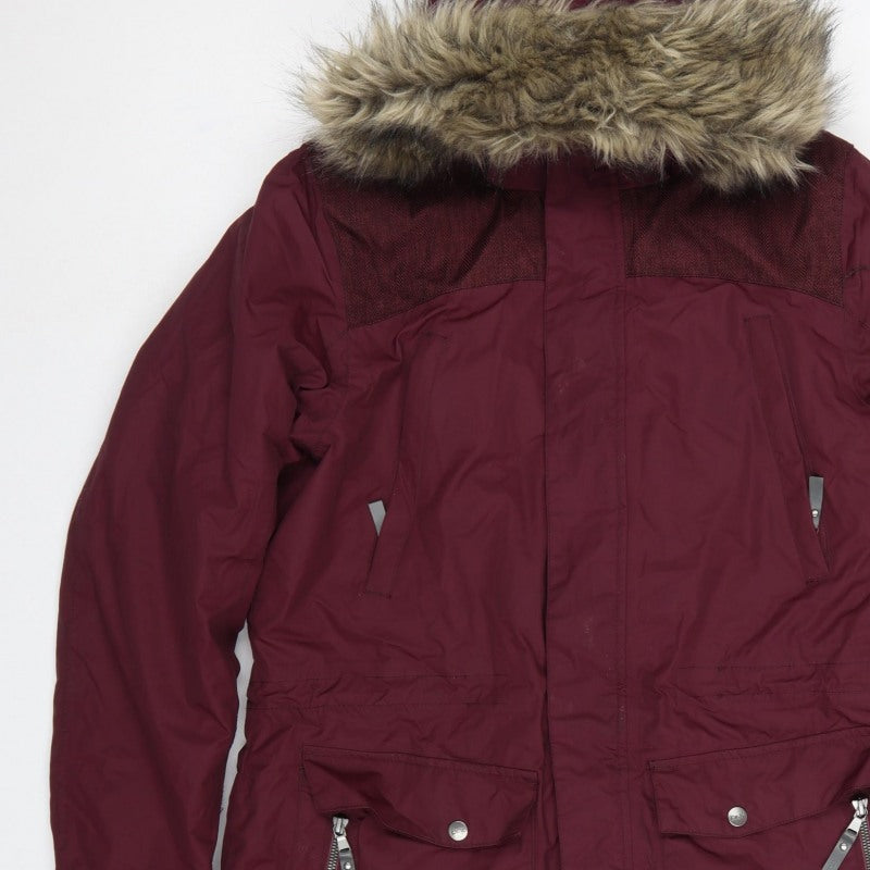 DLX Men’s Burgundy L Waterproof Hooded Parka Faux Fur Trim Coat