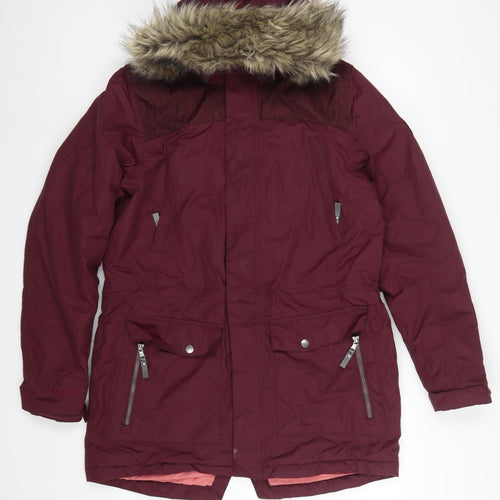 DLX Men’s Burgundy L Waterproof Hooded Parka Faux Fur Trim Coat