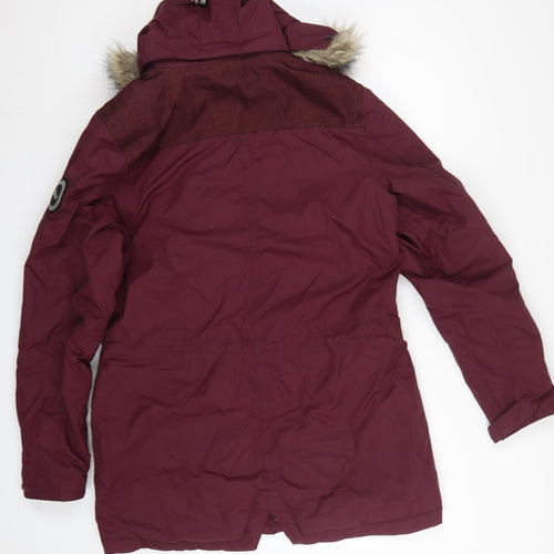 DLX Men’s Burgundy L Waterproof Hooded Parka Faux Fur Trim Coat