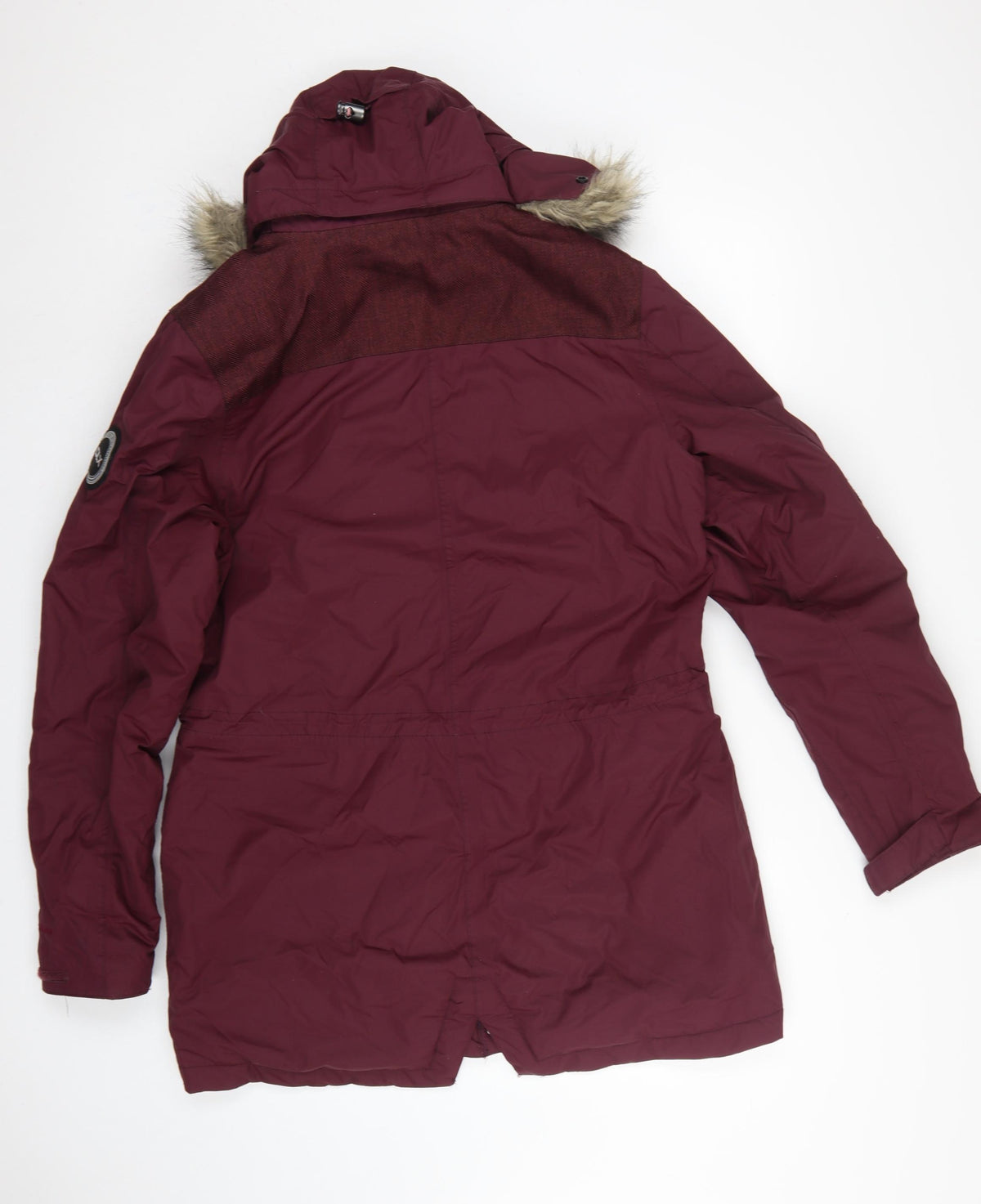 DLX Men’s Burgundy L Waterproof Hooded Parka Faux Fur Trim Coat