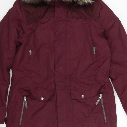 DLX Men’s Burgundy L Waterproof Hooded Parka Faux Fur Trim Coat