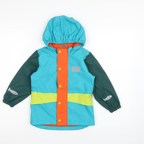 Frugi Boys Multicoloured 3-4 Years Hooded Fleece-Lined Rain Jacket