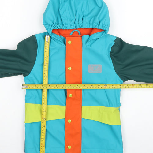 Frugi Boys Multicoloured 3-4 Years Hooded Fleece-Lined Rain Jacket