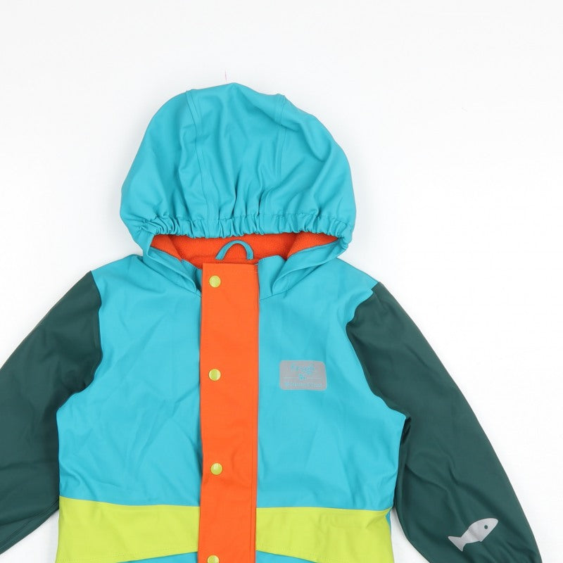 Frugi Boys Multicoloured 3-4 Years Hooded Fleece-Lined Rain Jacket