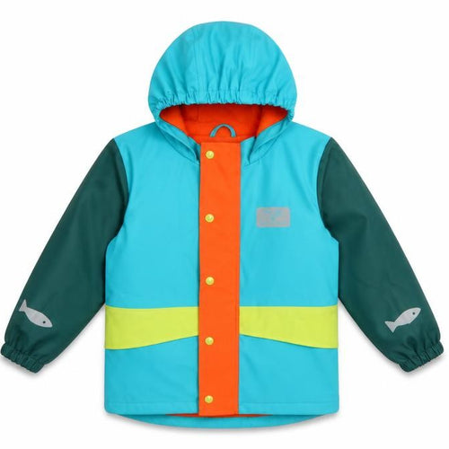 Frugi Boys Multicoloured 3-4 Years Hooded Fleece-Lined Rain Jacket