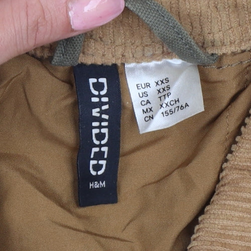H&M Divided Women's Green XXS Military Padded Cotton Jacket
