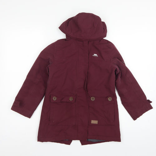 Trespass Girls Red 5-6 Years Parka Coat Hooded Waterproof Insulated
