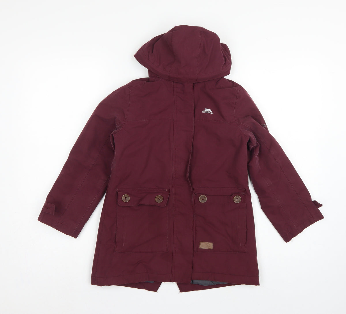 Trespass Girls Red 5-6 Years Parka Coat Hooded Waterproof Insulated