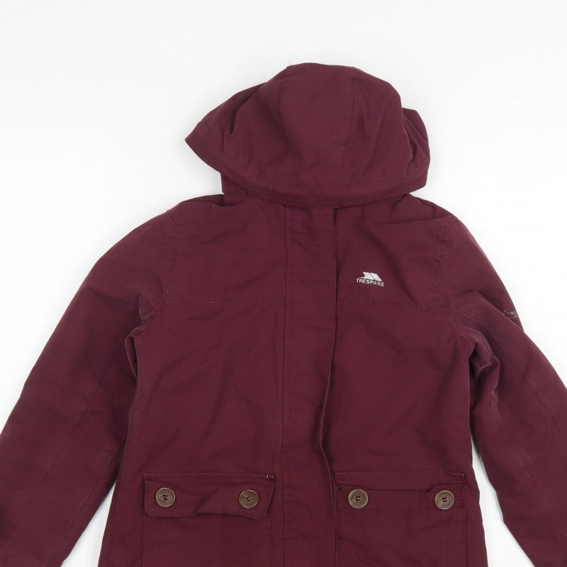Trespass Girls Red 5-6 Years Parka Coat Hooded Waterproof Insulated