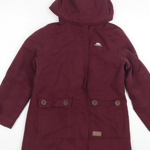 Trespass Girls Red 5-6 Years Parka Coat Hooded Waterproof Insulated