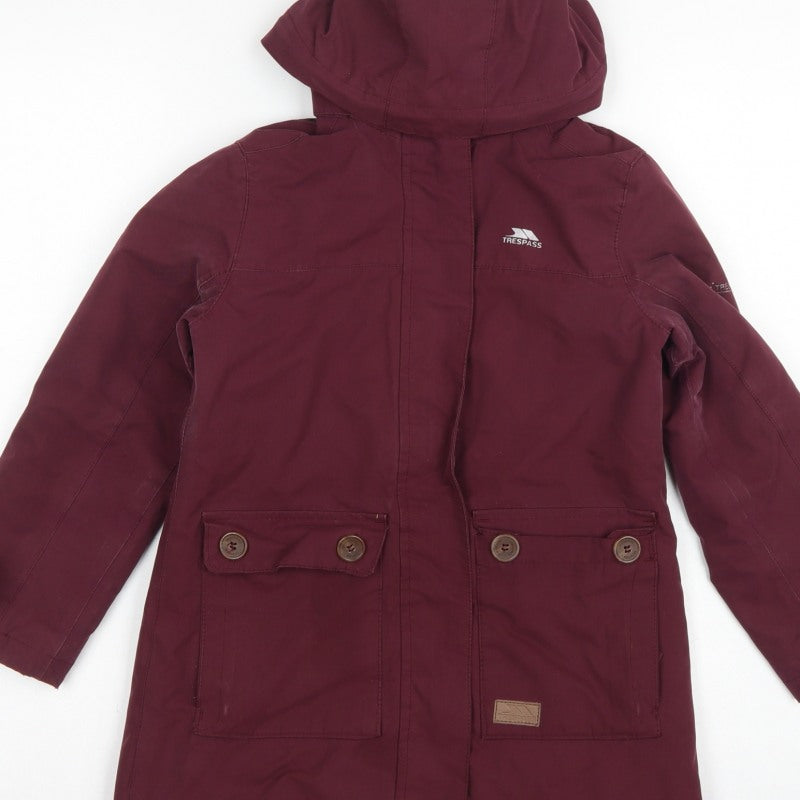 Trespass Girls Red 5-6 Years Parka Coat Hooded Waterproof Insulated