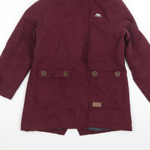 Trespass Girls Red 5-6 Years Parka Coat Hooded Waterproof Insulated