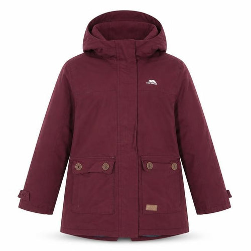 Trespass Girls Red 5-6 Years Parka Coat Hooded Waterproof Insulated