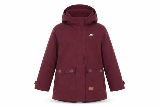 Trespass Girls Red 5-6 Years Parka Coat Hooded Waterproof Insulated