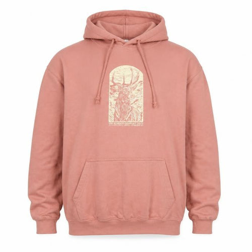 Bearhug Men Pink L Pullover Hoodie Deer Graphic Print Pocket