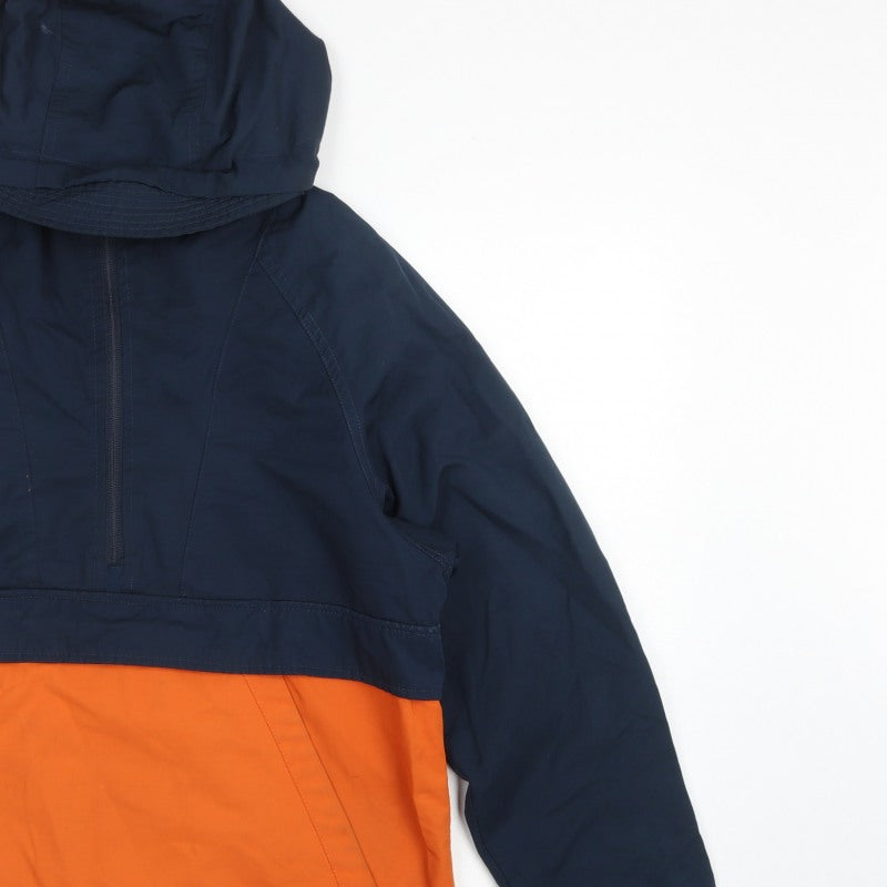 H&M LOGG Men's Navy Orange S Hooded 1/4 Zip Anorak Jacket