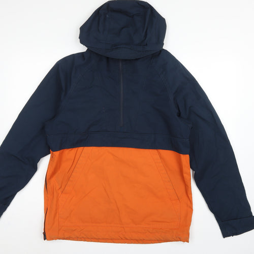 H&M LOGG Men's Navy Orange S Hooded 1/4 Zip Anorak Jacket