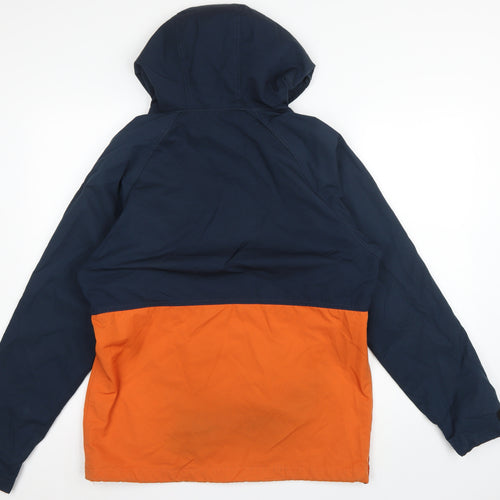 H&M LOGG Men's Navy Orange S Hooded 1/4 Zip Anorak Jacket