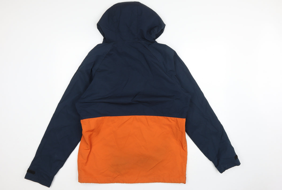 H&M LOGG Men's Navy Orange S Hooded 1/4 Zip Anorak Jacket
