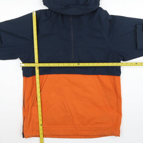 H&M LOGG Men's Navy Orange S Hooded 1/4 Zip Anorak Jacket