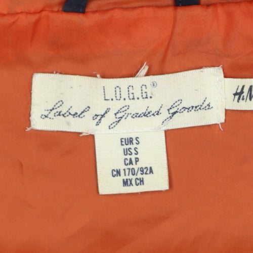 H&M LOGG Men's Navy Orange S Hooded 1/4 Zip Anorak Jacket