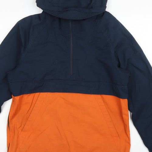 H&M LOGG Men's Navy Orange S Hooded 1/4 Zip Anorak Jacket