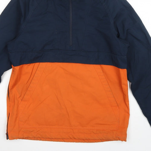 H&M LOGG Men's Navy Orange S Hooded 1/4 Zip Anorak Jacket
